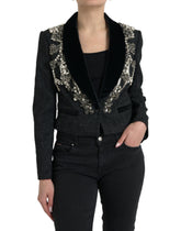 Dolce & Gabbana Black Crystal Embellished Overcoat Jacket -   -  Dolce & Gabbana.